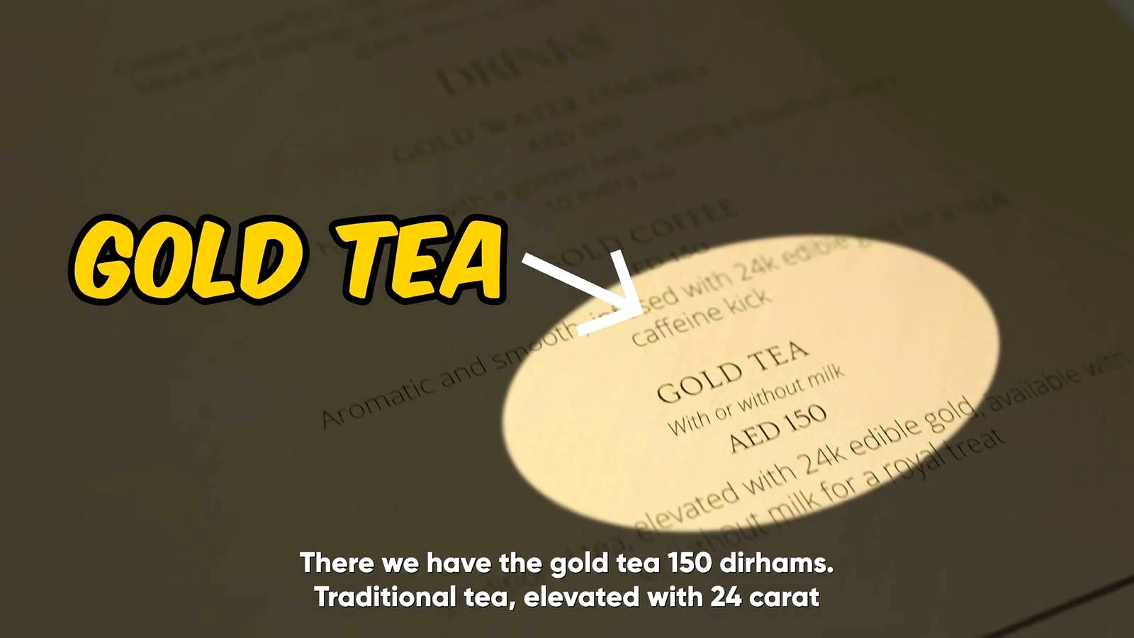 The 150 Dirham Gold Chai at Boho Cafe discussed in the video